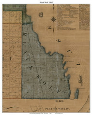Black Wolf, Wisconsin 1862 Old Town Map Custom Print - Winnebago Co.