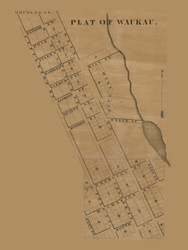 Waukau Village, Rushford, Wisconsin 1862 Old Town Map Custom Print - Winnebago Co.