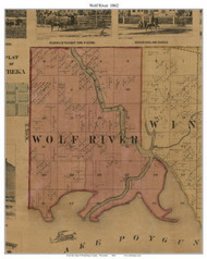 Wolf River, Wisconsin 1862 Old Town Map Custom Print - Winnebago Co.