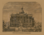 County Courthouse, Oshkosh, Wisconsin 1862 Old Town Map Custom Print - Winnebago Co.