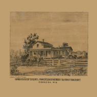Fraker Farm House, Oshkosh, Wisconsin 1862 Old Town Map Custom Print - Winnebago Co.
