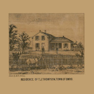 Thompson Residence, Omro, Wisconsin 1862 Old Town Map Custom Print - Winnebago Co.