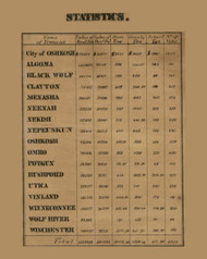 County Statistics, Wisconsin 1862 Old Town Map Custom Print - Winnebago Co.