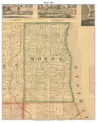 Mosel, Wisconsin 1862 Old Town Map Custom Print - Sheboygan Co.