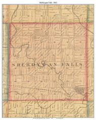 Sheboygan Falls, Wisconsin 1862 Old Town Map Custom Print - Sheboygan Co.