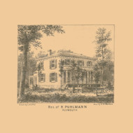 Puhlmann Residence, Plymouth, Wisconsin 1862 Old Town Map Custom Print - Sheboygan Co.