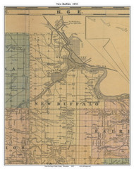New Bufaalo, Wisconsin 1850 Old Town Map Custom Print - Sauk Co.