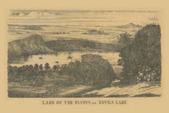 Devils Lake or Lake of the Bluffs, Wisconsin 1850 Old Town Map Custom Print - Sauk Co.
