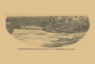 Railroad Bridge and Hydro Dam, Kilbourn City, Wisconsin 1850 Old Town Map Custom Print - Sauk Co.