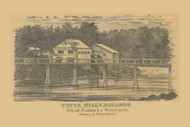 Upper Mills, Baraboo, Wisconsin 1850 Old Town Map Custom Print - Sauk Co.