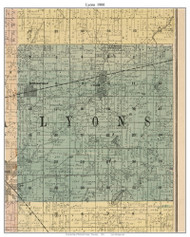 Lyons, Wisconsin 1900 Old Town Map Custom Print - Walworth Co.
