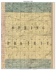 Spring Prairie, Wisconsin 1900 Old Town Map Custom Print - Walworth Co.