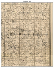 Brookfield, Wisconsin 1900 Old Town Map Custom Print - Waukesha Co.