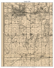 Summit, Wisconsin 1900 Old Town Map Custom Print - Waukesha Co.