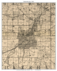Waukesha City, Wisconsin 1900 Old Town Map Custom Print - Waukesha Co.