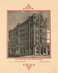 Zion's Saving Bank & Trust Company, Utah 1890 Old Town Map Custom Print - Salt Lake Co.