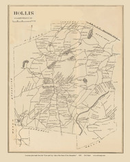 Hollis, New Hampshire 1892 Old Town Map CUSTOM Reprint - Hurd State Atlas Hillsboro