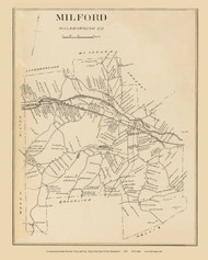 Milford, New Hampshire 1892 Old Town Map CUSTOM Reprint - Hurd State Atlas Hillsboro