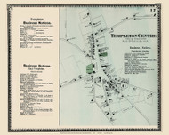 Templeton Centre Village - Custom, Massachusetts 1870 Old Map Reprint - Worcester Co. Atlas 17a