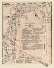 Gardner Centre, Massachusetts 1870 Old Map Reprint - Worcester Co. Atlas 20