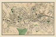 Fitchburg City, Massachusetts 1870 Old Map Reprint - Worcester Co. Atlas 24-25