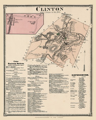 Clinton, Massachusetts 1870 Old Map Reprint - Worcester Co. Atlas 48