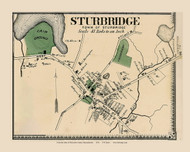 Sturbridge Village, Massachusetts 1870 Old Map Reprint - Worcester Co. Atlas 73a