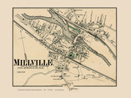 Millville Village, Massachusetts 1870 Old Map Reprint - Worcester Co. Atlas 98a