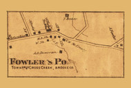 Fowlers, Cross Creek, West Virginia 1871 Old Town Map Custom Print - Brooke Co.