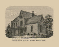 W.H. Priest Residence, Newburgh, New York 1851 Old Town Map Custom Print - Orange Co.