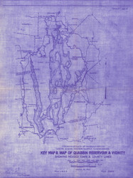 Quabbin Reservoir 1940 - Custom Blue Old Map Reprint - Massachusetts Lakes Specials