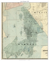 City of Newport, Rhode Island 1870 - Old Town Map Custom Print - Newport & Vicinity - Ward