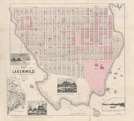 Lakenwild 1886 Read - Old Map Reprint - Maine Cities Other
