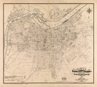 Louisville 1873 Coghlan - Old Map Reprint - Kentucky Cities