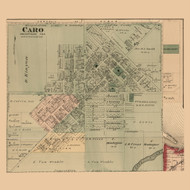 Caro Village, Indianfields, Michigan 1875 Old Town Map Custom Print - Tuscola Co
