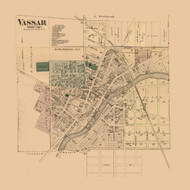 Vassar Village, Michigan 1875 Old Town Map Custom Print - Tuscola Co