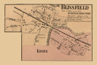 Blissfield Village and Lyons Village, Blissfield, Michigan 1864 Old Town Map Custom Print - Lenawee Co
