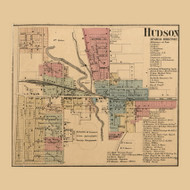 Hudson Village, Michigan 1864 Old Town Map Custom Print - Lenawee Co