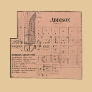 Addison Village, Rollin, Michigan 1864 Old Town Map Custom Print - Lenawee Co