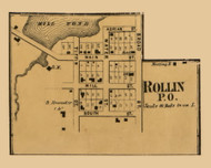 Rollin Village, Michigan 1864 Old Town Map Custom Print - Lenawee Co