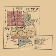 Clinton Village, Tecumseh, Michigan 1864 Old Town Map Custom Print - Lenawee Co