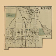 Tecumseh Village, Michigan 1864 Old Town Map Custom Print - Lenawee Co