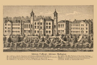 Adrian College, Michigan 1864 Old Town Map Custom Print - Lenawee Co