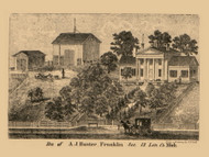 AJ Hunter Residence, Franklin, Michigan 1864 Old Town Map Custom Print - Lenawee Co