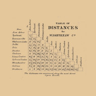 Distances Table for Washtenaw County, Michigan 1864 Old Town Map Custom Print - Washtenaw Co