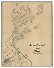 Apostle Islands, Wisconsin 1898 Old Town Map Custom Print - Ashland Co
