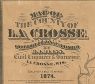 Title of Source Map - La Crosse County, Wisconsin 1874 Old Town Map Custom Print - La Crosse Co - NOT FOR SALE