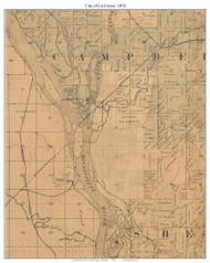 La Crosse City, Wisconsin 1874 Old Town Map Custom Print - La Crosse Co