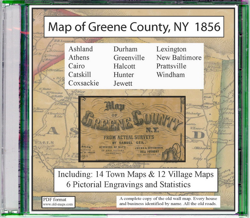 Map Of Greene County, New York, 1856, CDROM Old Map - OLD MAPS