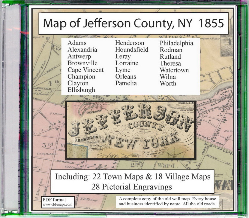 Map of Jefferson County, New York, 1855, CDROM Old Map OLD MAPS